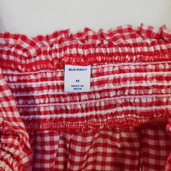 OLD NAVY Smocked Tie-Shoulder Red Gingham Sleeveless Women's Size Medium NWT - Picture 6 of 7